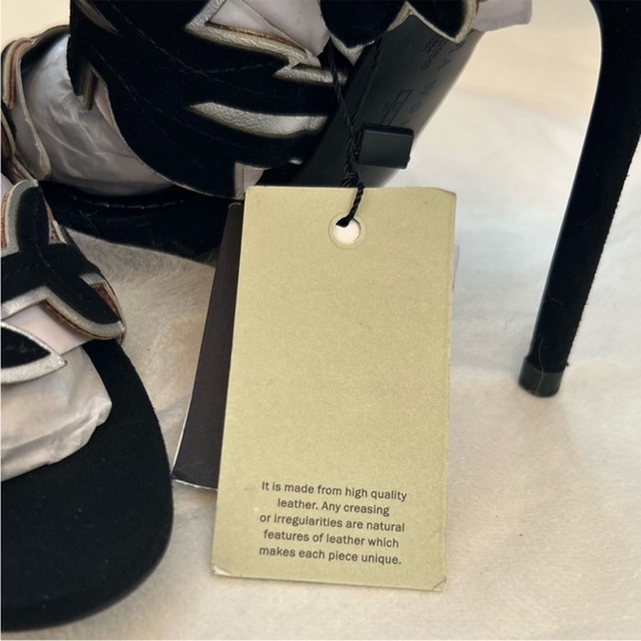 Zara 100% leather Cut Out Leaf Heels Sandals - Picture 6 of 8